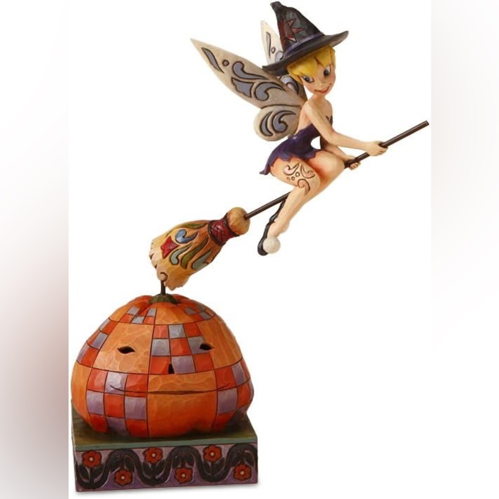 Tinkerbell Circling a Pumpkin Figurine, Battery Operated, 9-3/4-Inch